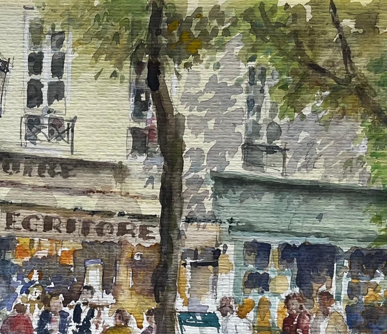 Anthony Herbert Parisian Street Café Scene With Diners And Trees Original City Watercolour photo Art