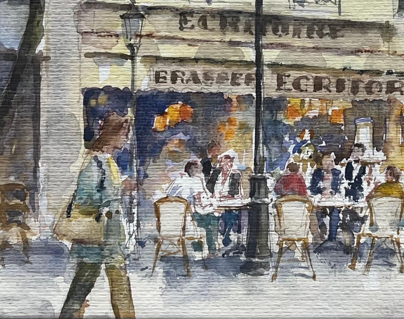Anthony Herbert Parisian Street Café Scene With Diners And Trees Original City Watercolour photo 495.0