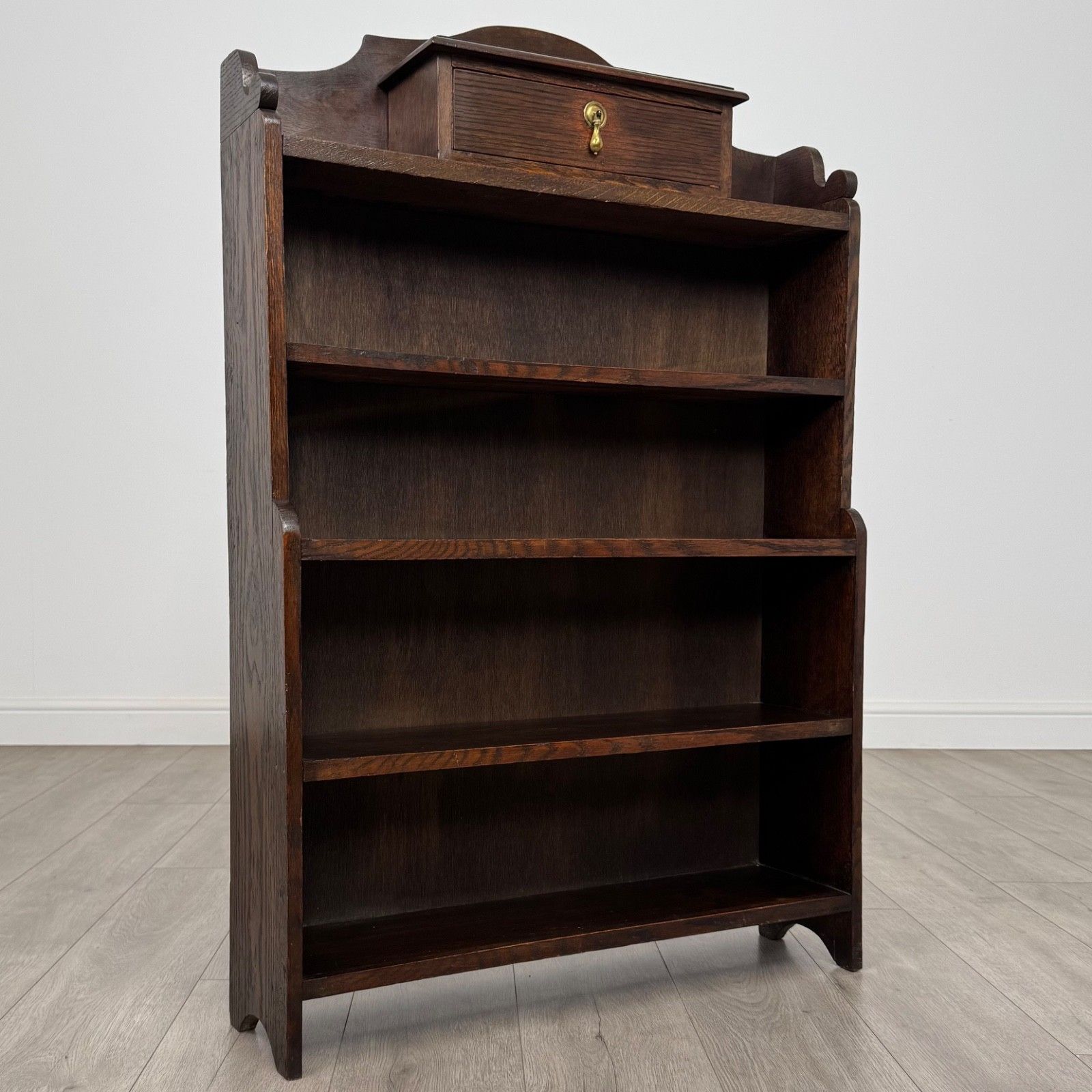Antique 20th Century Good Quality Open Bookcase In Oak photo vintage