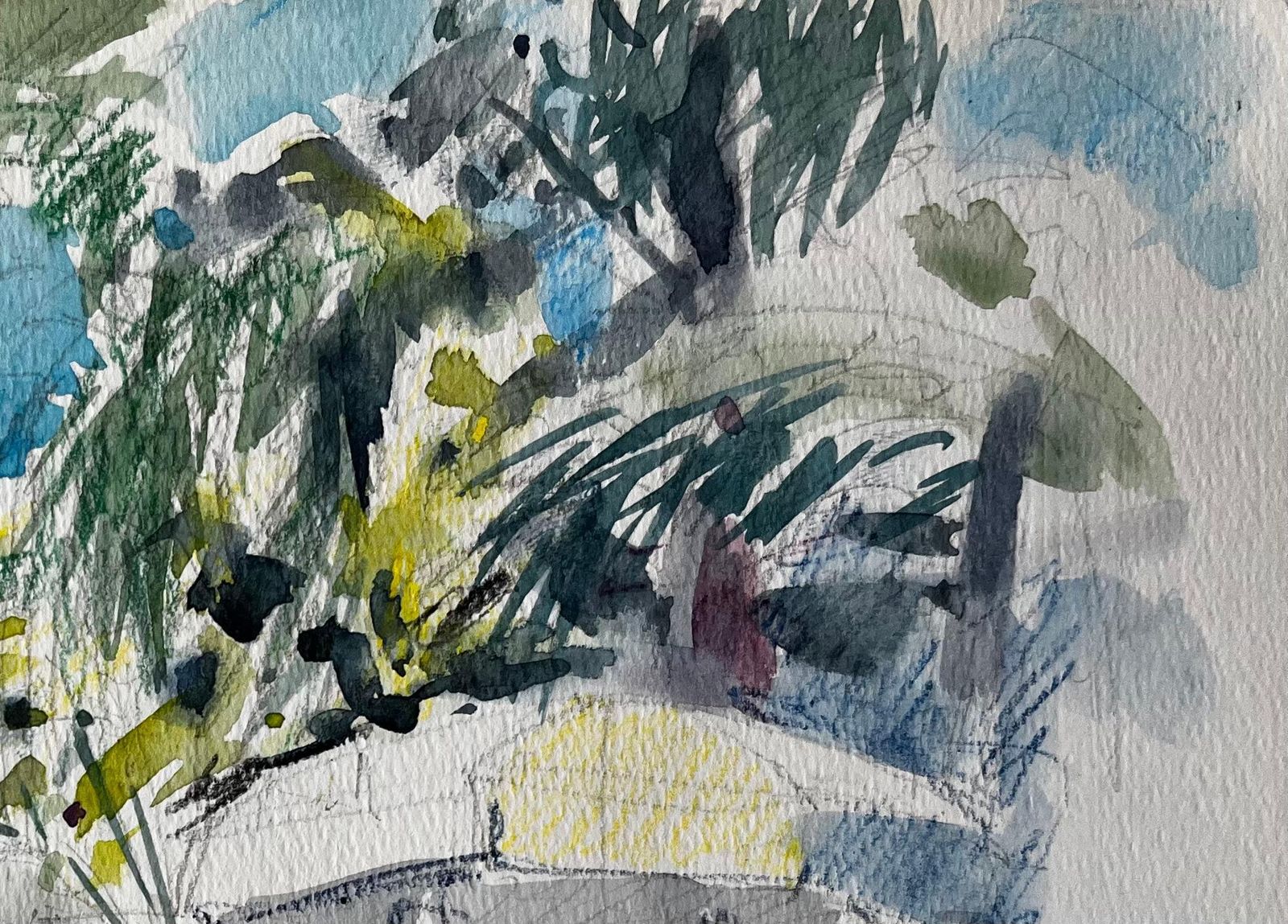 Pierre Neveu Royal Court Terrace And Garden Monte Carlo Watercolour Study photo for sale