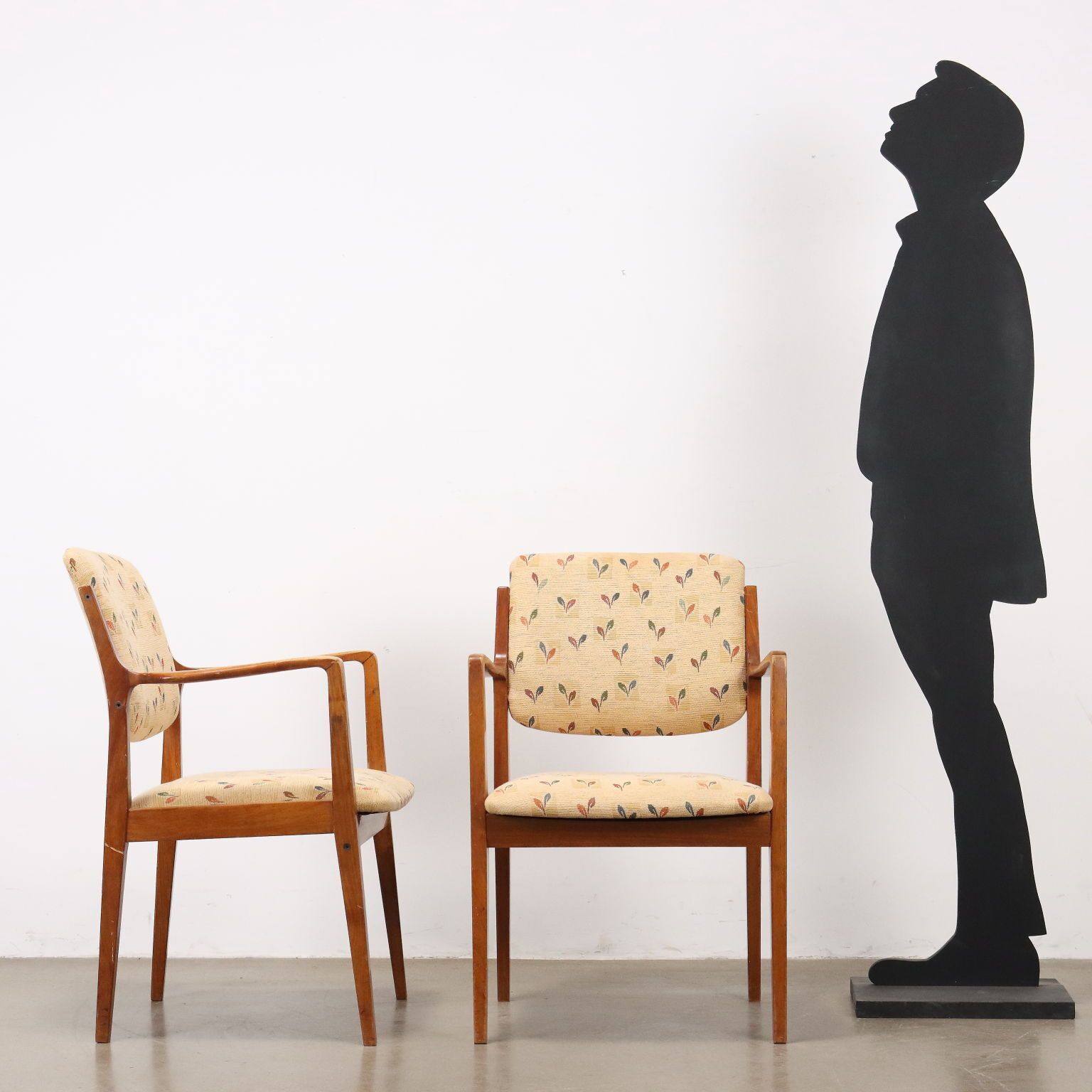 Vintage Chairs Beech Wood Fabric Italy 1950s 60s photo furniture