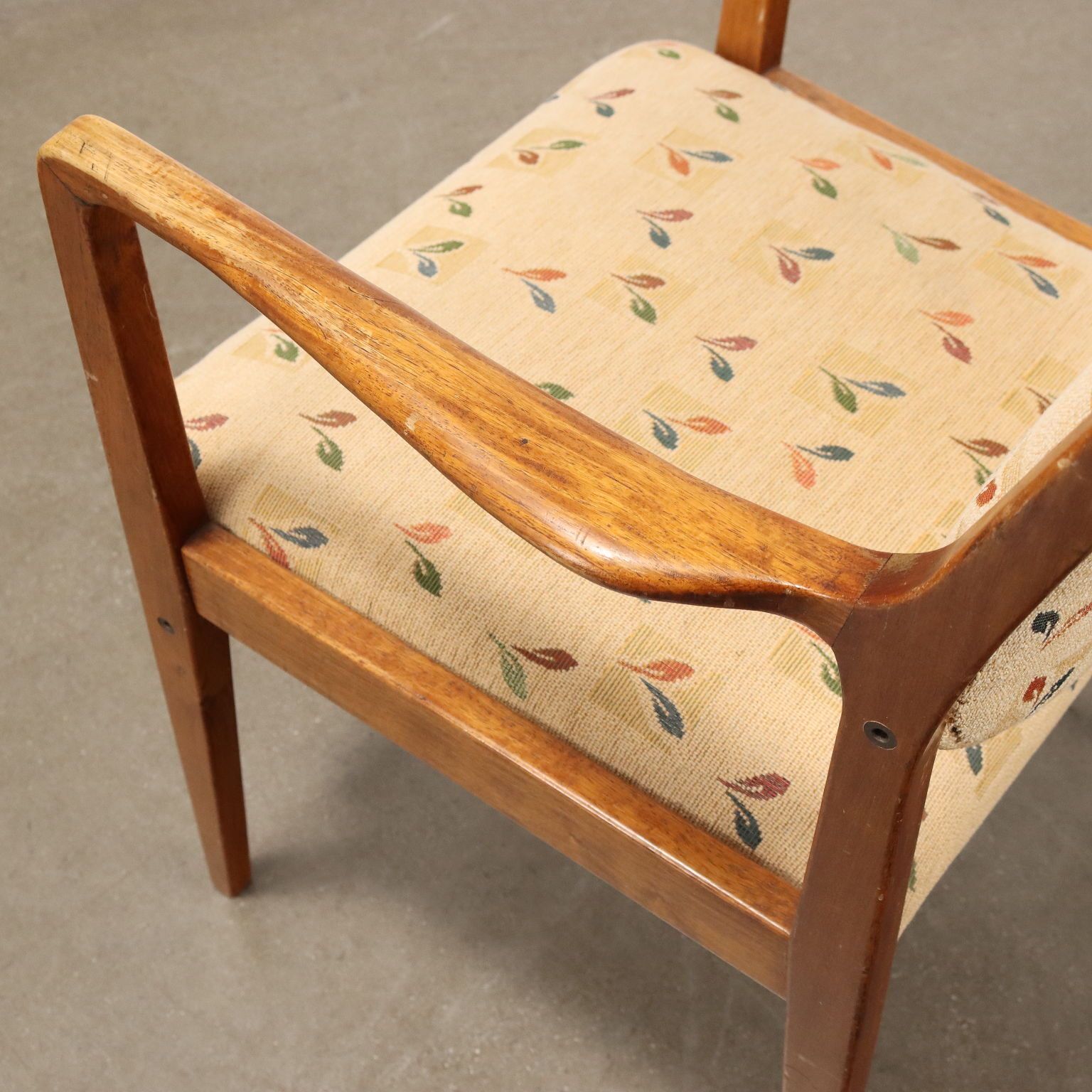 Vintage Chairs Beech Wood Fabric Italy 1950s 60s photo 1060.0