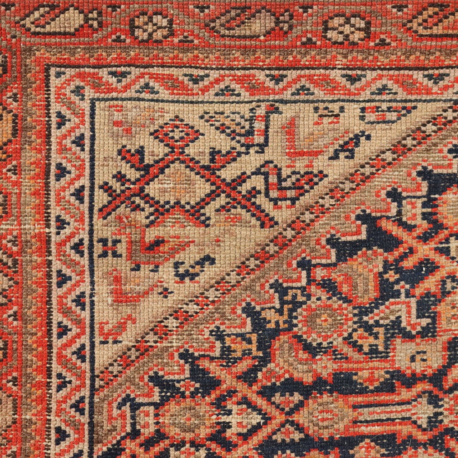Antique Asian Carpet Cotton Wool Extra Thin Knot 71 X 51 In photo 380.0