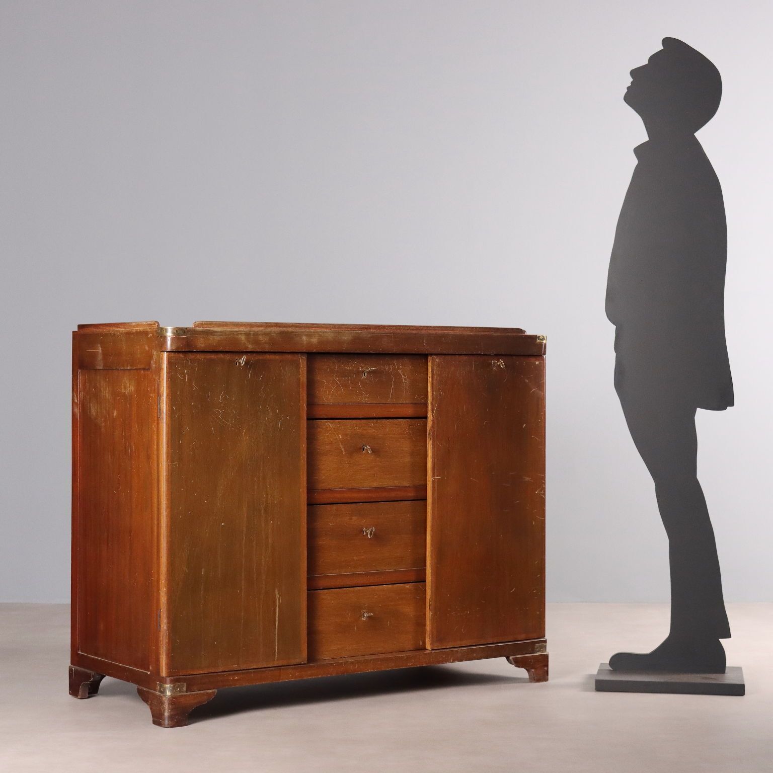 Antique Chest Of Drawers Mahogany Brass 4 Drawers XX Century photo for sale