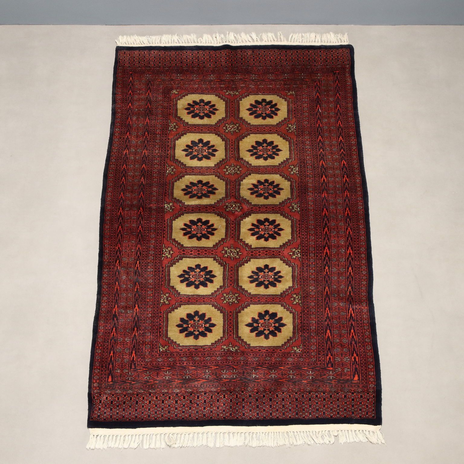 Antique Bukhara Carpet Cotton Wool Thin Knot Pakistan 76 X 49 In photo for sale