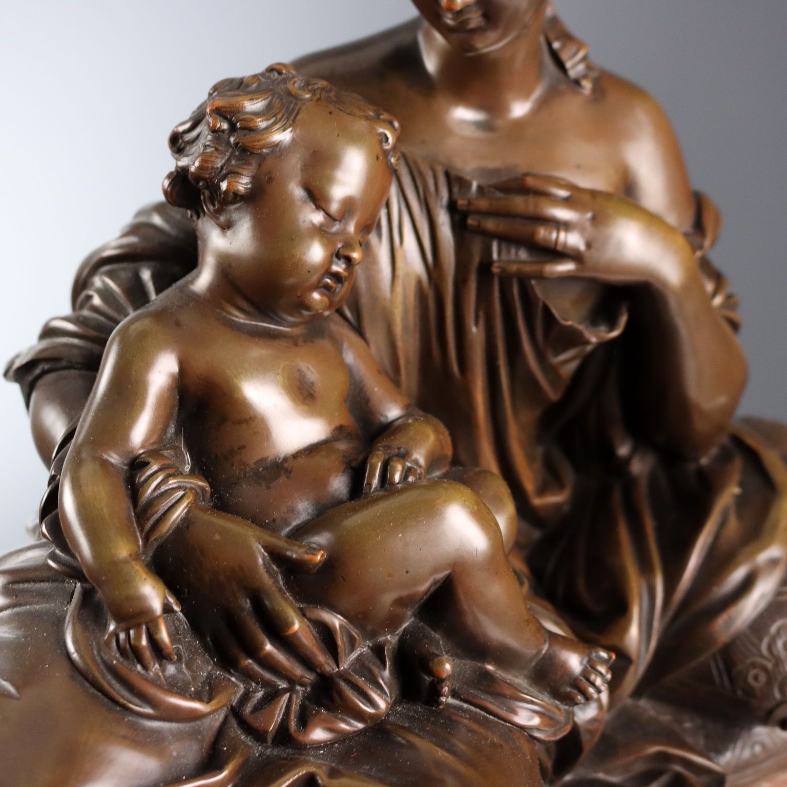 Antique Figurine Mother And Child James Pradier Copy XX Century photo Art