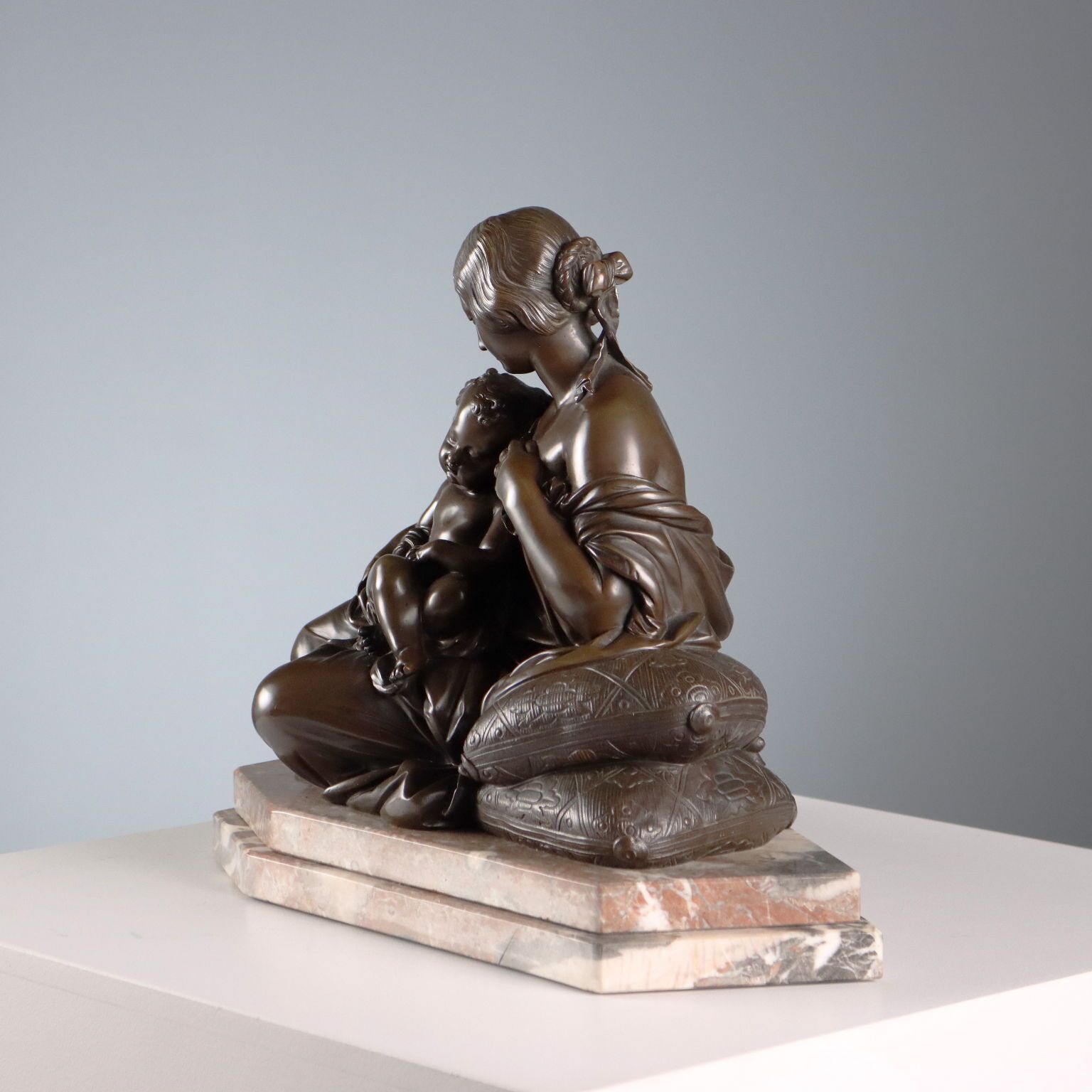 photo furniture Antique Figurine Mother And Child James Pradier Copy XX Century