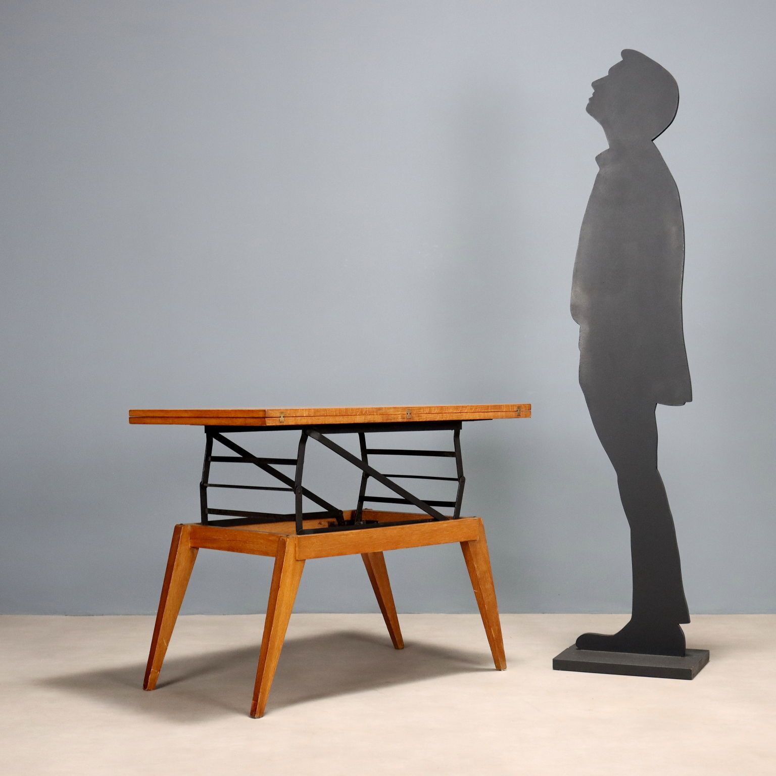 Vintage Coffee Table Oak Veneer Design Italy 1960s photo furniture