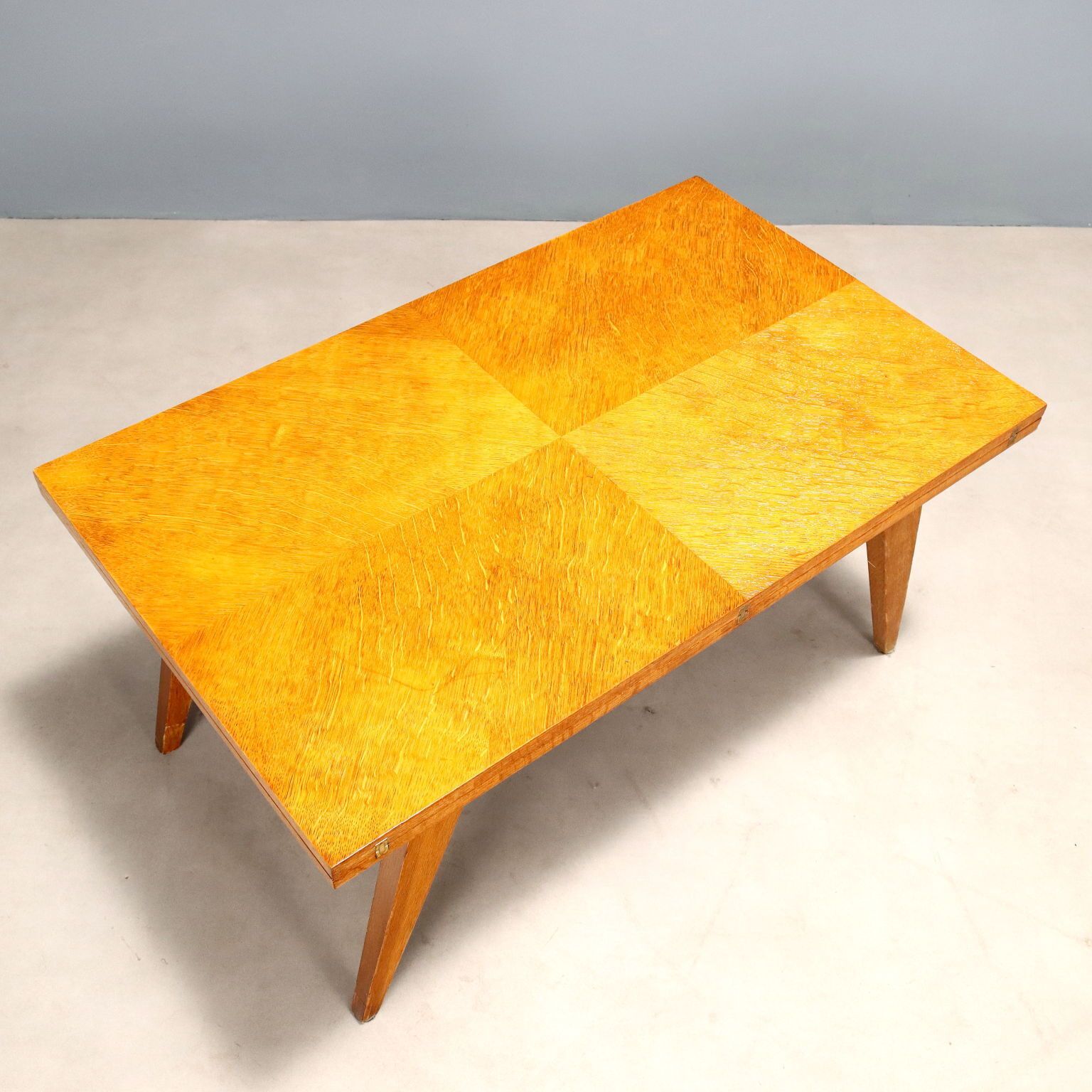 Vintage Coffee Table Oak Veneer Design Italy 1960s photo Furniture