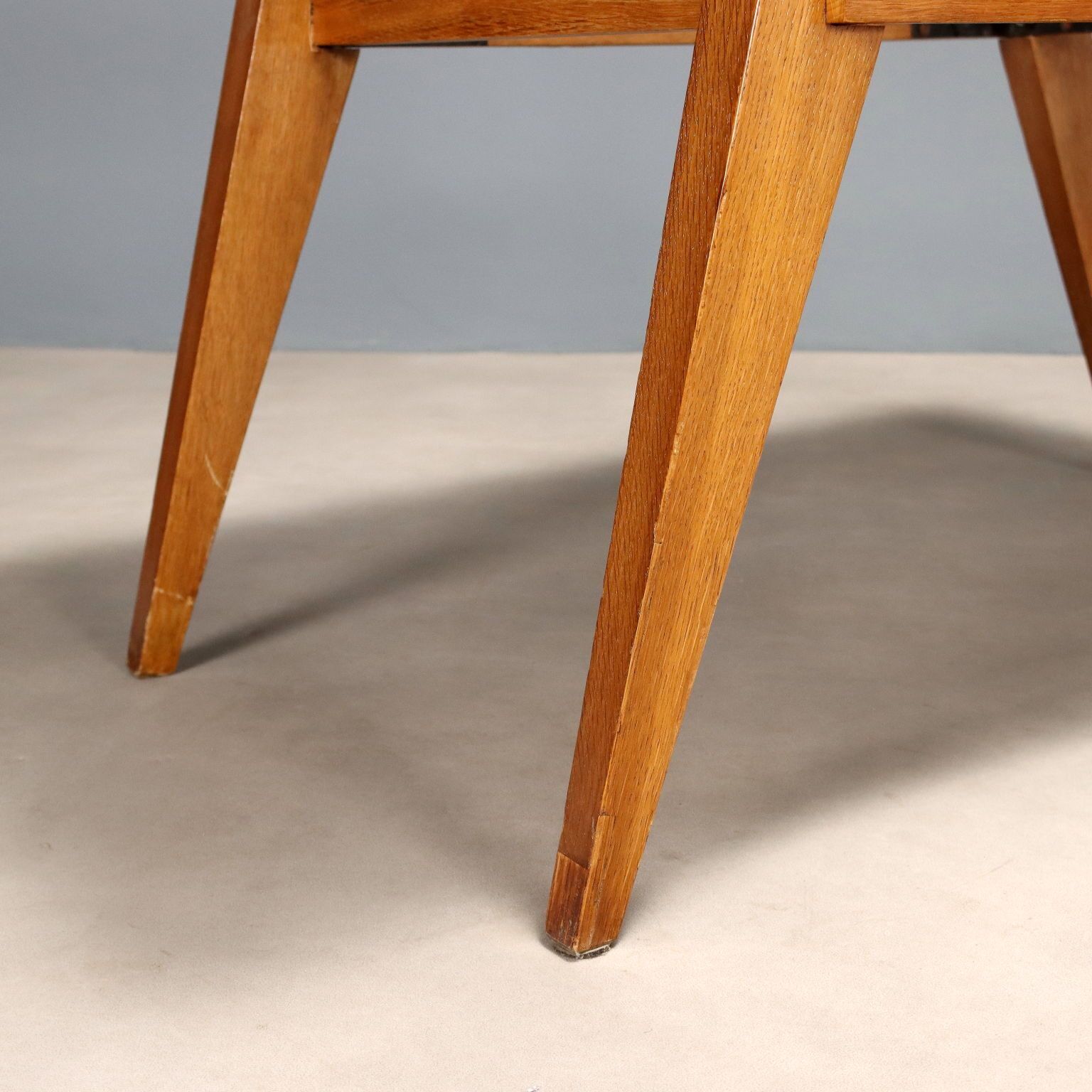Vintage Coffee Table Oak Veneer Design Italy 1960s photo vinterior