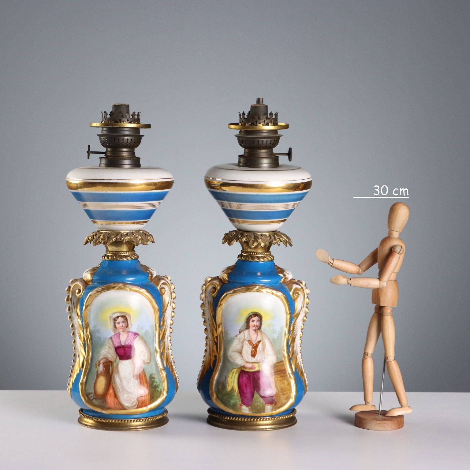 Antique Lamps Painted Ceramic Bronze Europe XIX Century photo furniture
