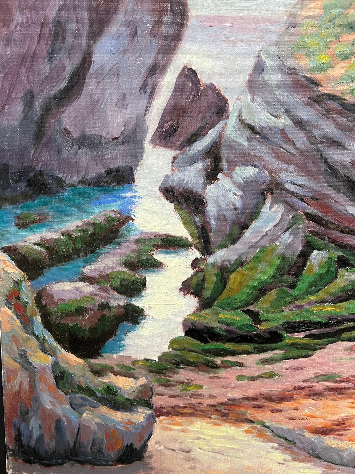 Georges Bordonove French Impressionist Oil Painting Coastal Path With Majestic Cliffs photo vinterior