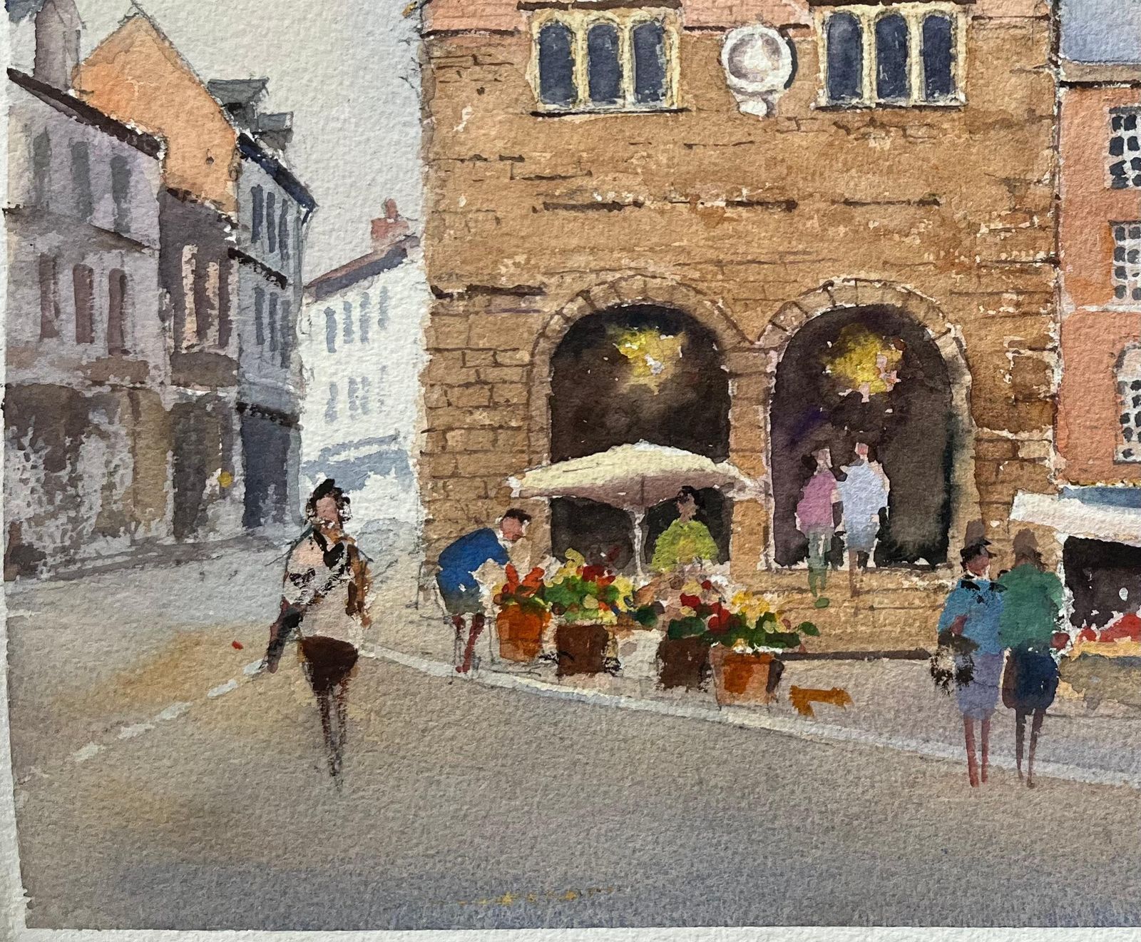 Anthony Avery British Impressionist Watercolor Of A Bustling Market Square Scene With Stalls photo 425.0