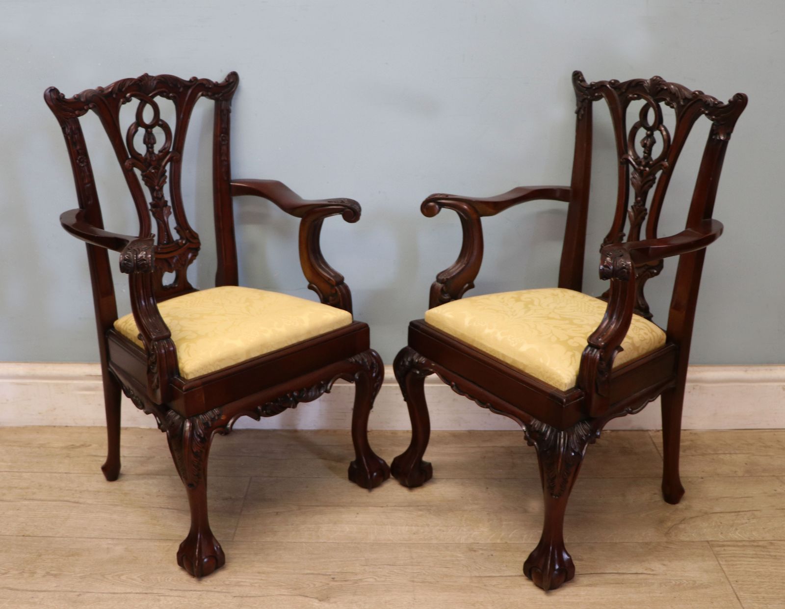 Furniture An Absolutely Charming Pair Of Nice Quality Georgian Revival Style Children’s Open Arm Or Carver Chairs. photo