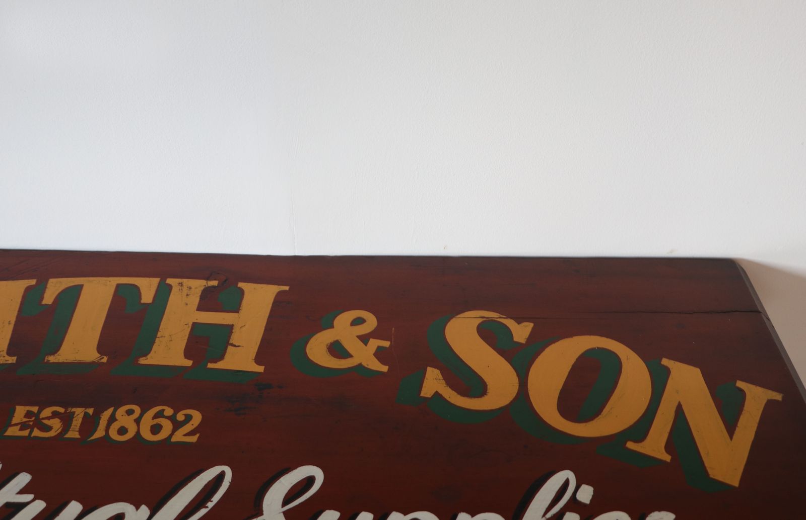 photo furniture A Lovely Victorian Painted Pine Chest Of Four Drawers,  Sign Written For The Smiths Agricultural Merchants Of Stafford.