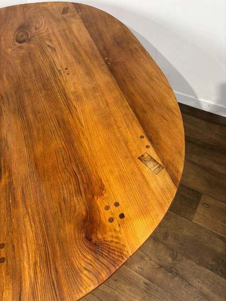 photo furniture Custom Made Oval Elm Dining Table