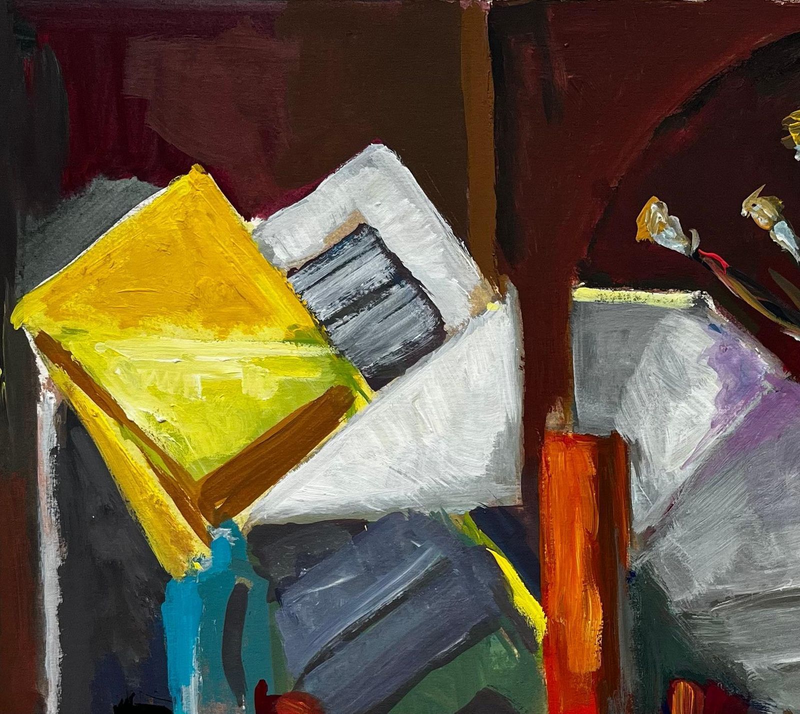 Guy Nicod Still Life With Artist Workbench Yellow Vase And Hat On Wall French Modernist photo vinterior