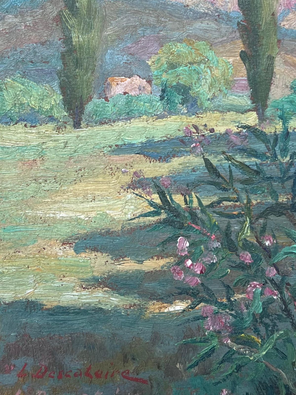 L. Descatoire (19th 20th Century) Mid 20th Century French Impressionist Oil Painting Provence Landscape Trees photo 590.0
