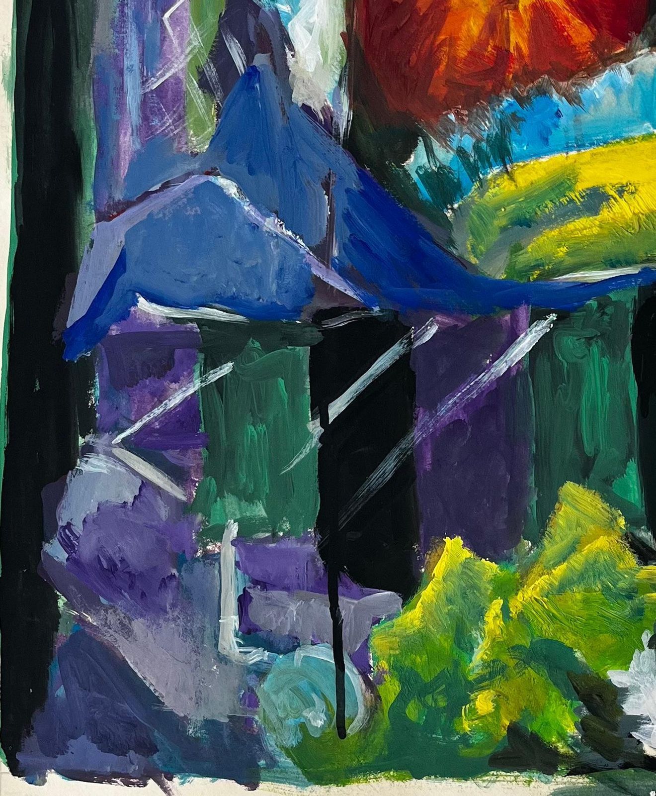 Guy Nicod Still Life With Bananas Leeks And Pumpkin French Modernist Gouache photo vinterior