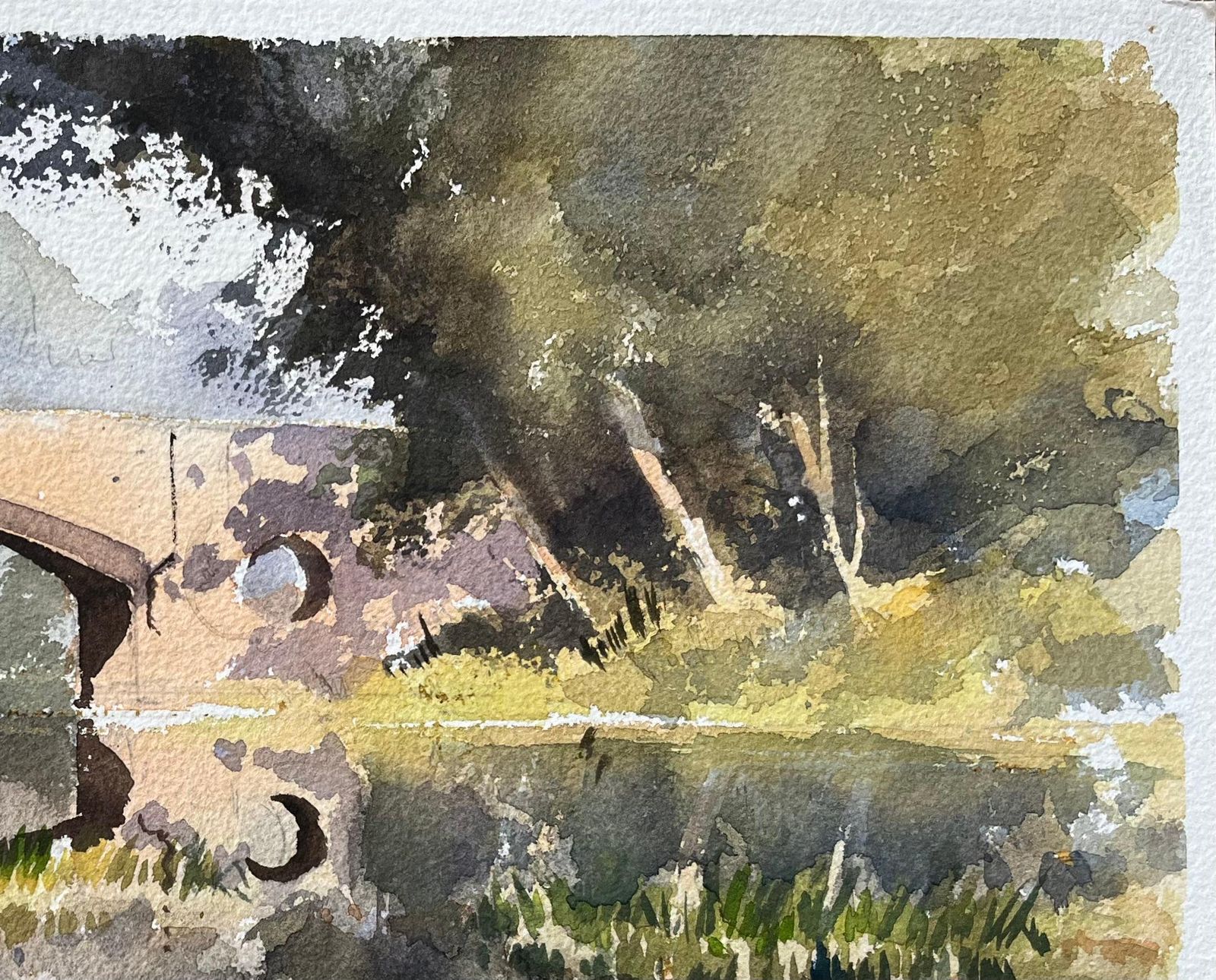 Anthony Avery British Impressionist Watercolor Of A Stone Bridge Over A Tranquil River photo Art