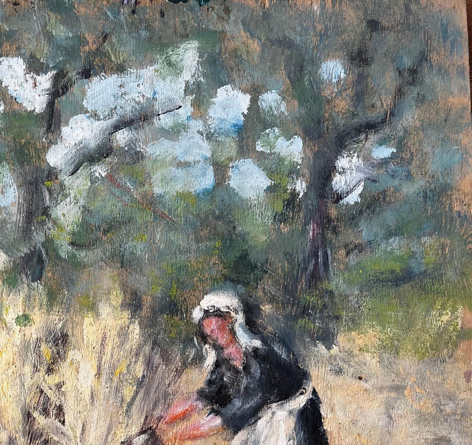 Fanch Lel French Rural Harvest Scene With Farm Workers Bundling Wheat In Forest Landscape photo vinterior