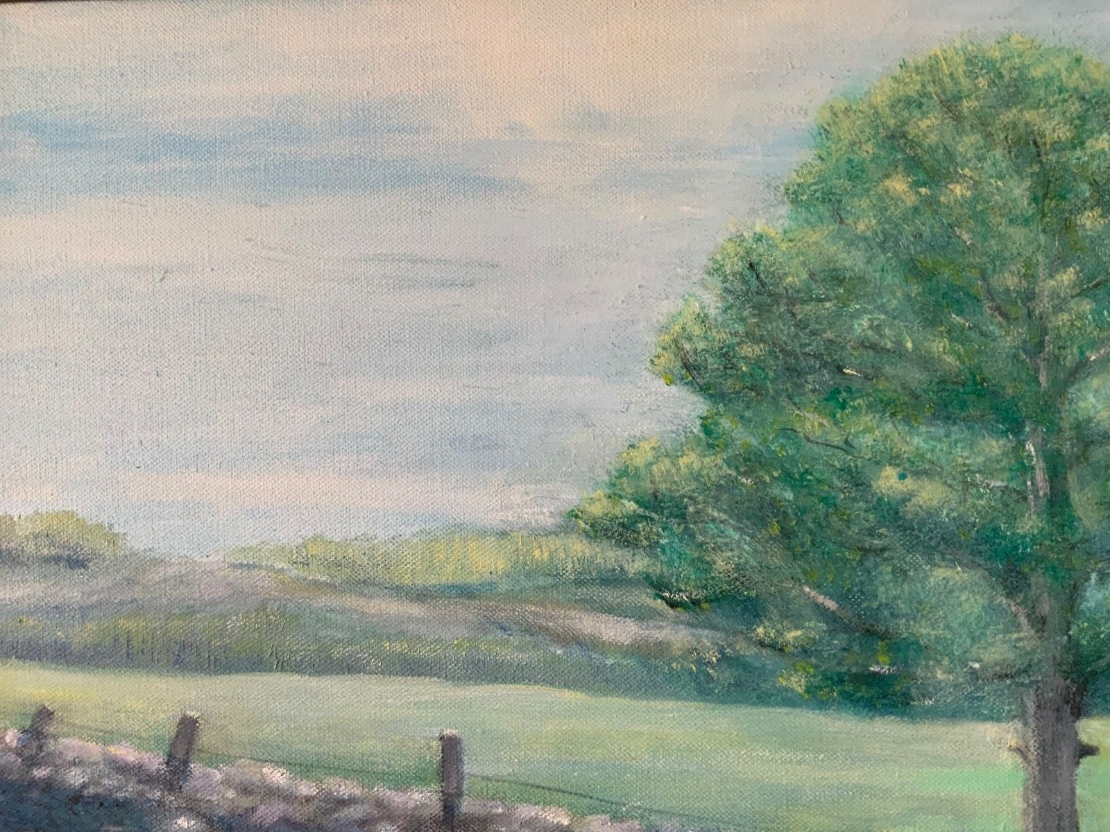 Vintage Original Oil On Canvas Painting Impressionists Rural Landscape 1995 photo buy