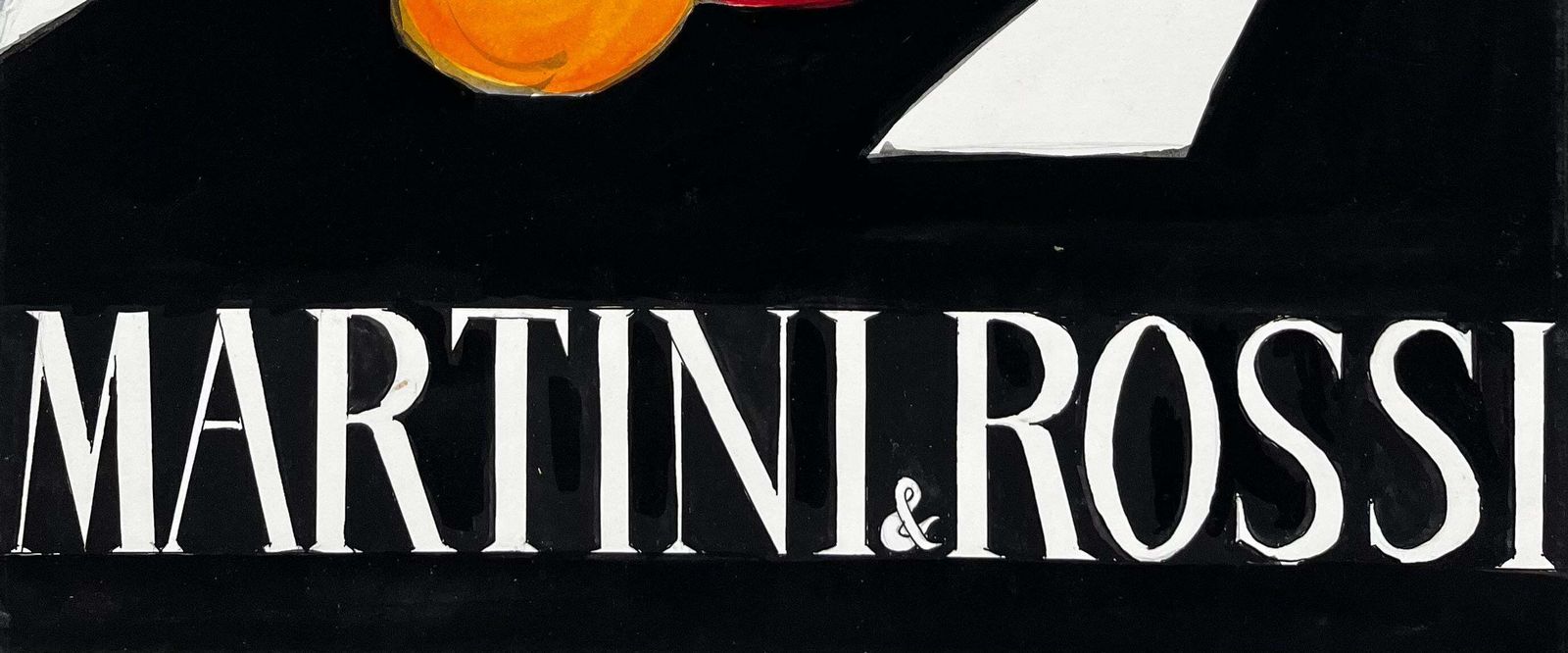 Guy Nicod Martini And Rossi Bitter Vintage Cocktail Advertising French Modernist Gouache photo vinterior