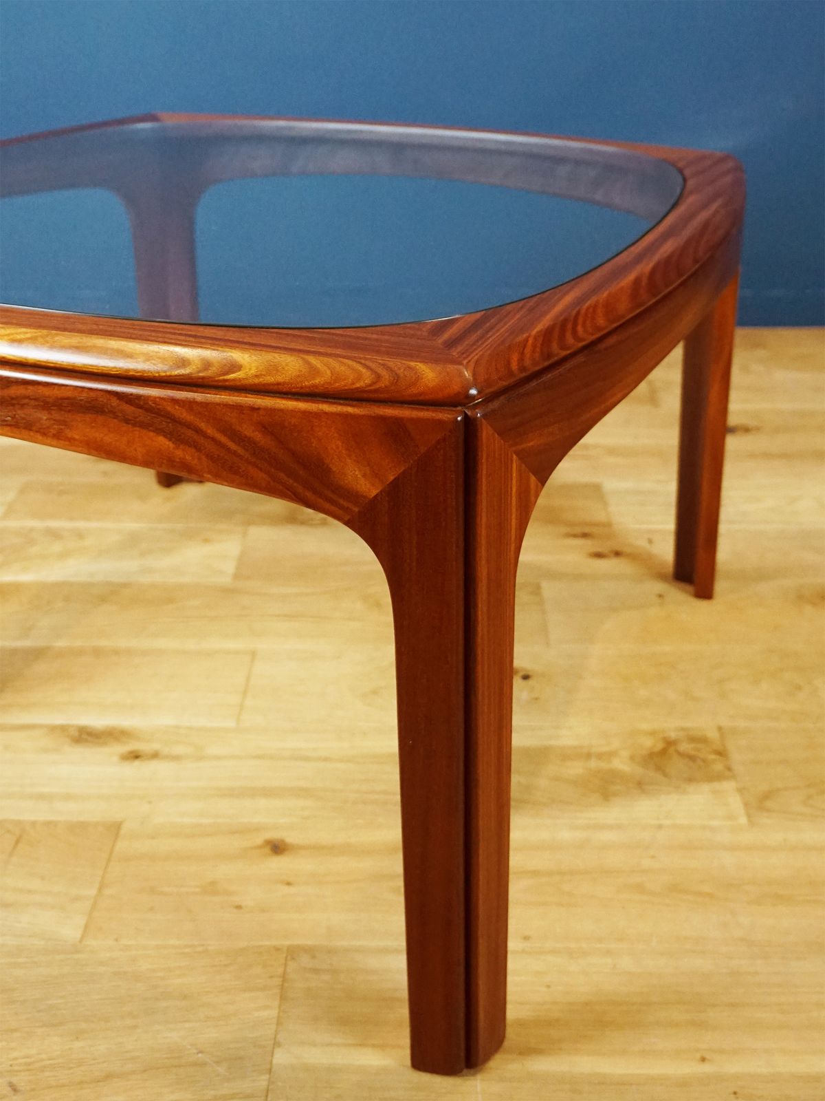 1970s G Plan Afromosia Coffee Table With Sculpted Square Frame And Glass Top photo Furniture