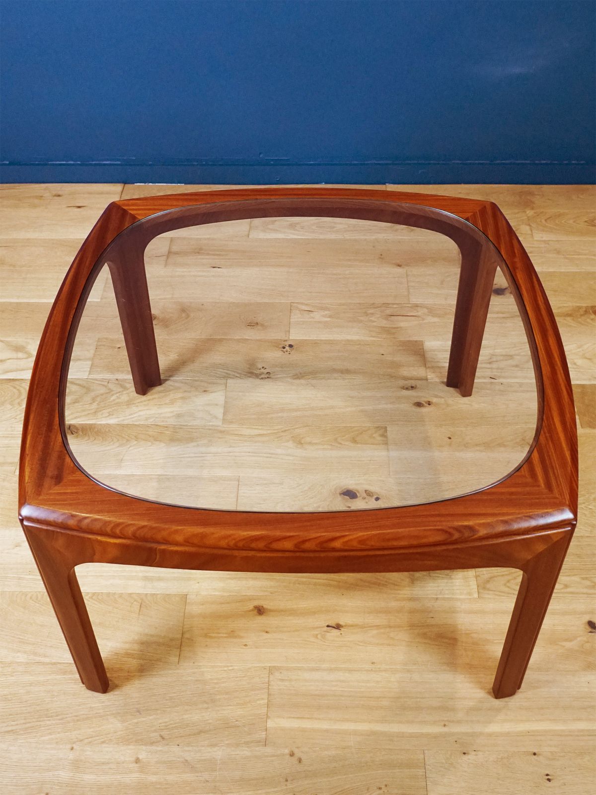1970s G Plan Afromosia Coffee Table With Sculpted Square Frame And Glass Top photo 375.0