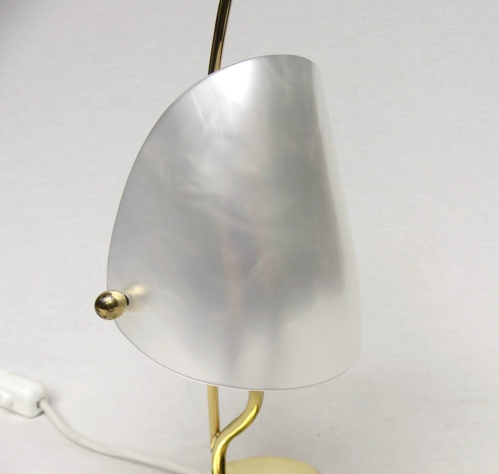 photo vintage Bedside Table Lamps In Brass And Pearl Colored Acrylic Glass From Wkr Lamps, 1950s, Set Of 2