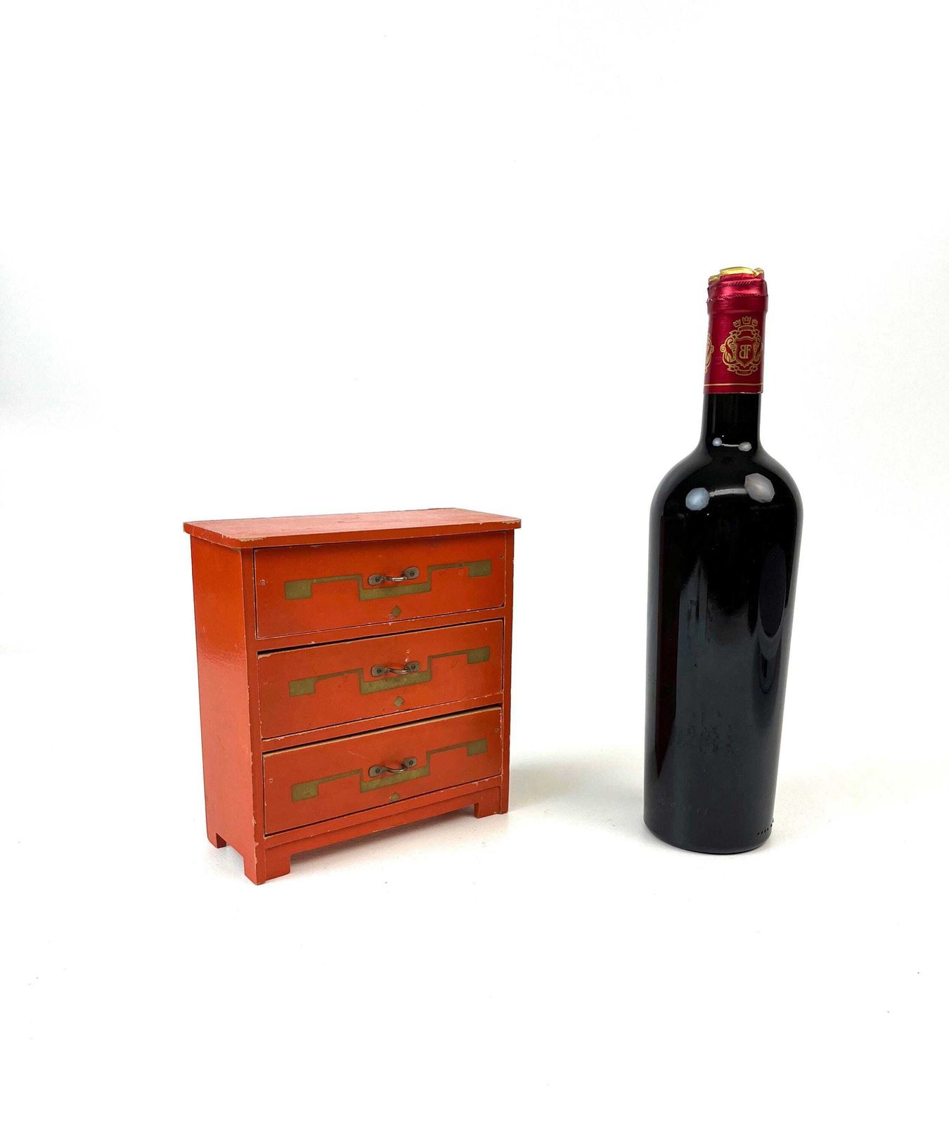 Rare Art Deco Bauhaus De Stijl Red Jewelry Table Box Chest Of Drawers France 1930 photo buy