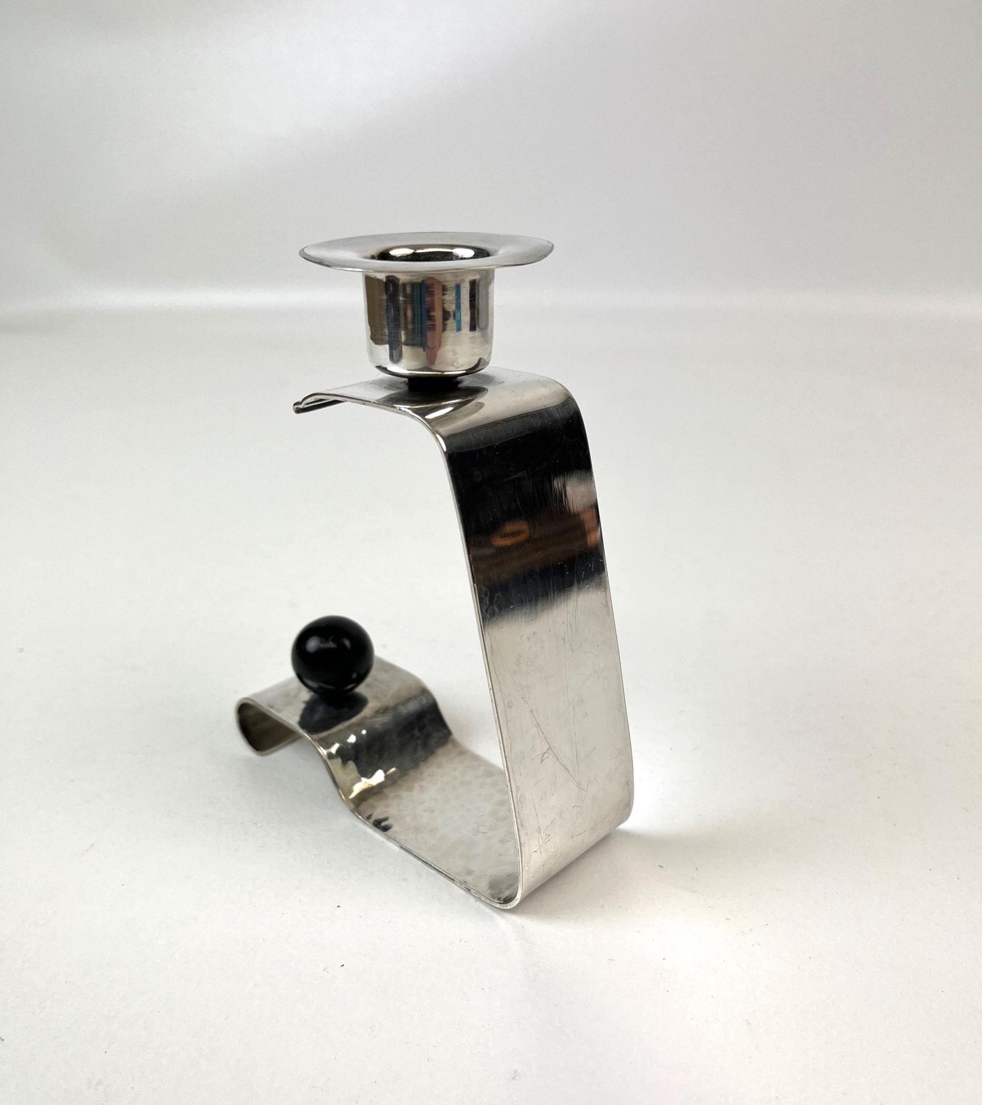 Rare Avant Garde Bauhaus Silver Plated Candlestick Art Deco Candle Holder By Hoka Germany 1930 photo for sale