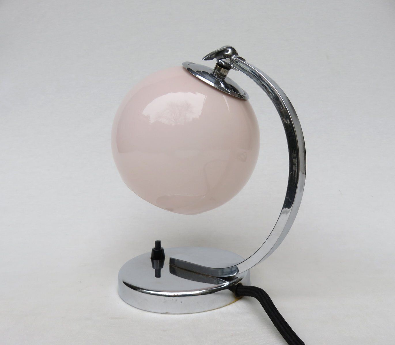 Vintage Art Deco Bedside Lamp In Chrome Plated And Rose Cased Glass, 1920s photo 2507.0