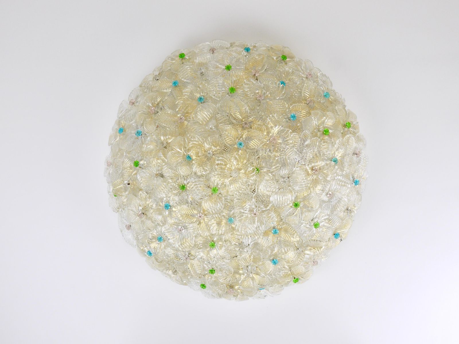 Barovier & Toso Large Millefiori Murano Glass Flower Flush Mount, Italy, 1960s photo furniture