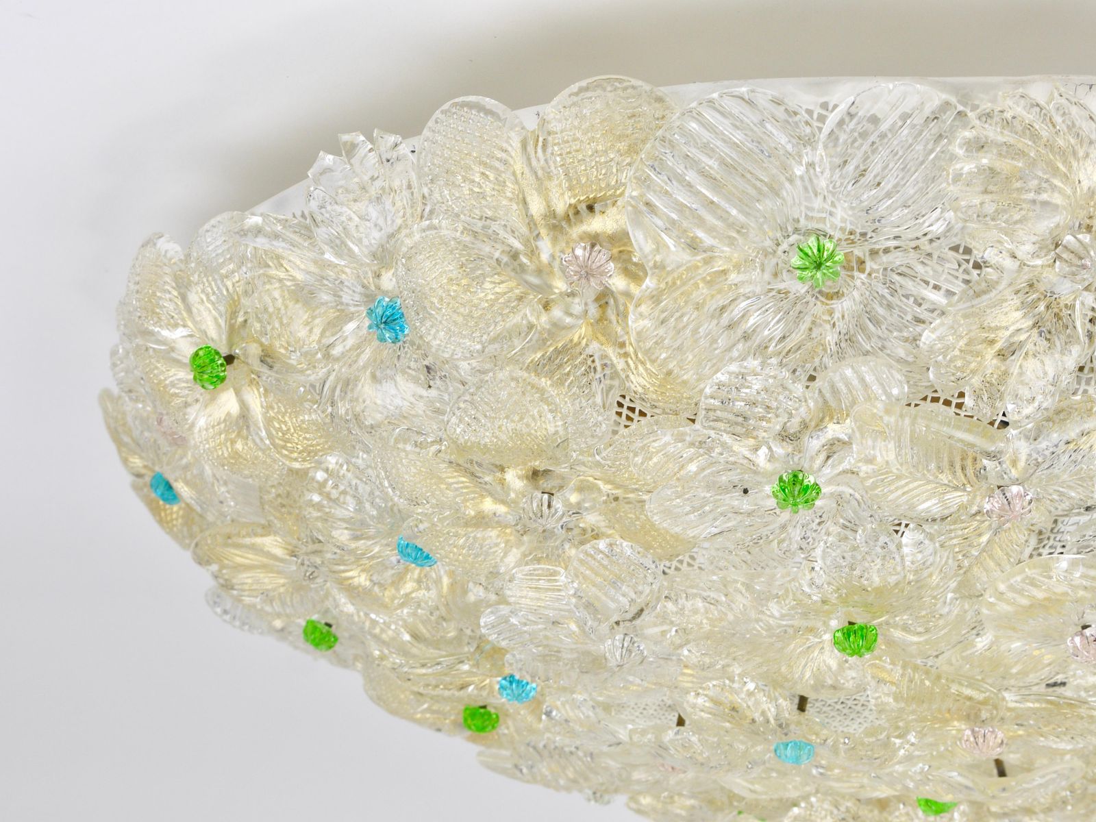Barovier & Toso Large Millefiori Murano Glass Flower Flush Mount, Italy, 1960s photo buy