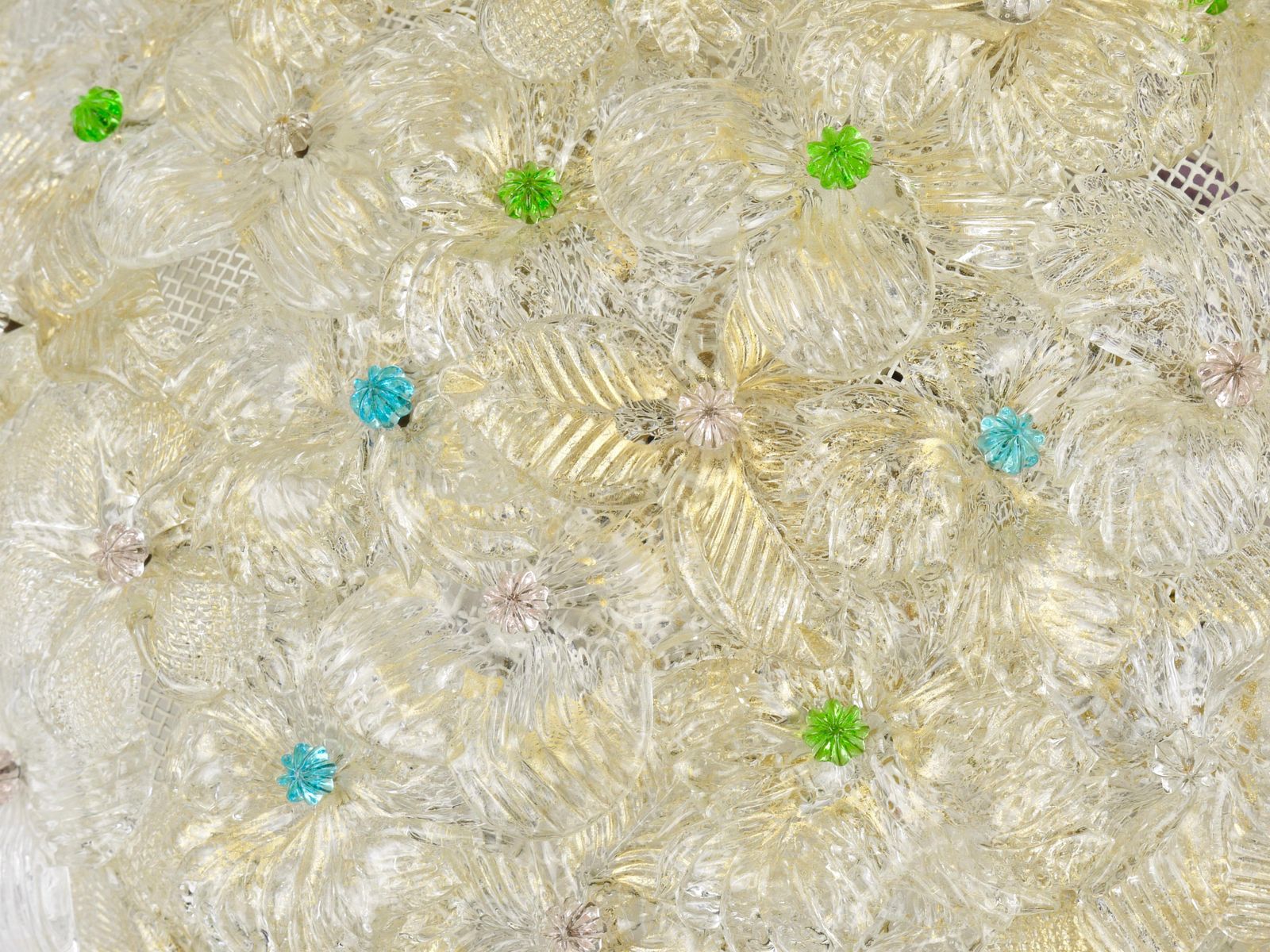 Barovier & Toso Large Millefiori Murano Glass Flower Flush Mount, Italy, 1960s photo vintage
