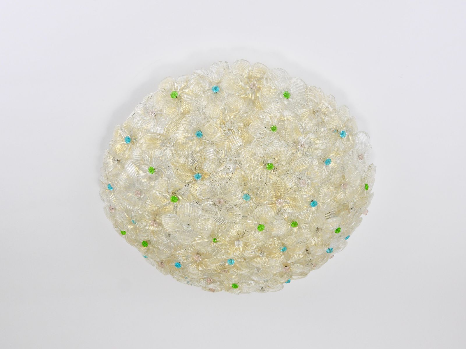 photo for sale Barovier & Toso Large Millefiori Murano Glass Flower Flush Mount, Italy, 1960s
