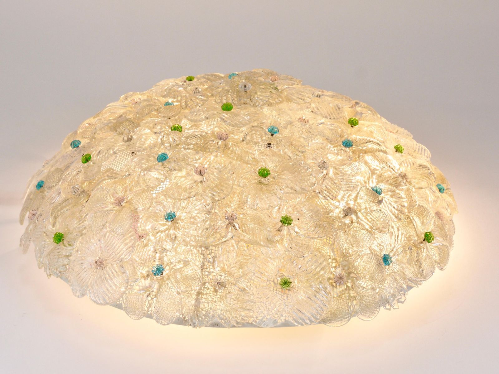 photo vintage Barovier & Toso Large Millefiori Murano Glass Flower Flush Mount, Italy, 1960s