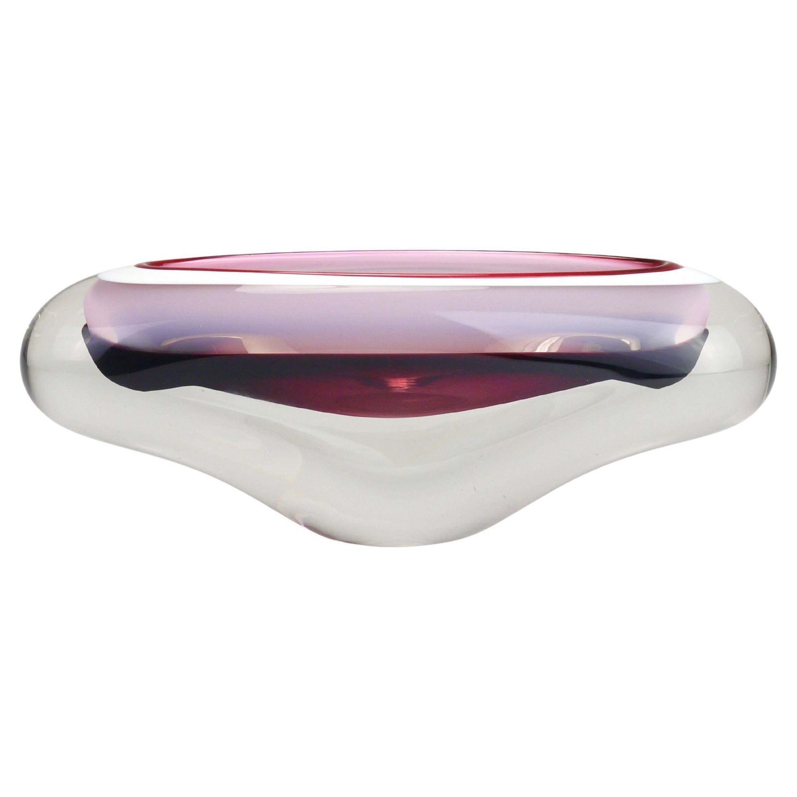 Josef Hospodka Sommerso Multi Color Studio Art Glass Bowl, Czechoslovakia, 1960s
