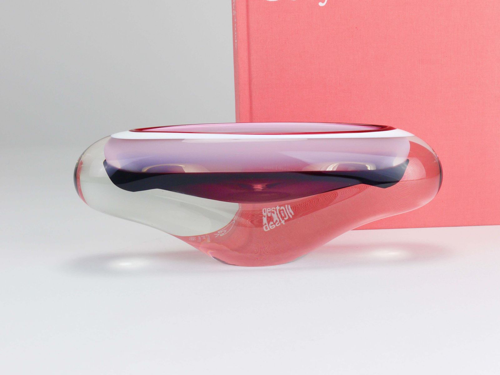 Josef Hospodka Sommerso Multi Color Studio Art Glass Bowl, Czechoslovakia, 1960s photo furniture