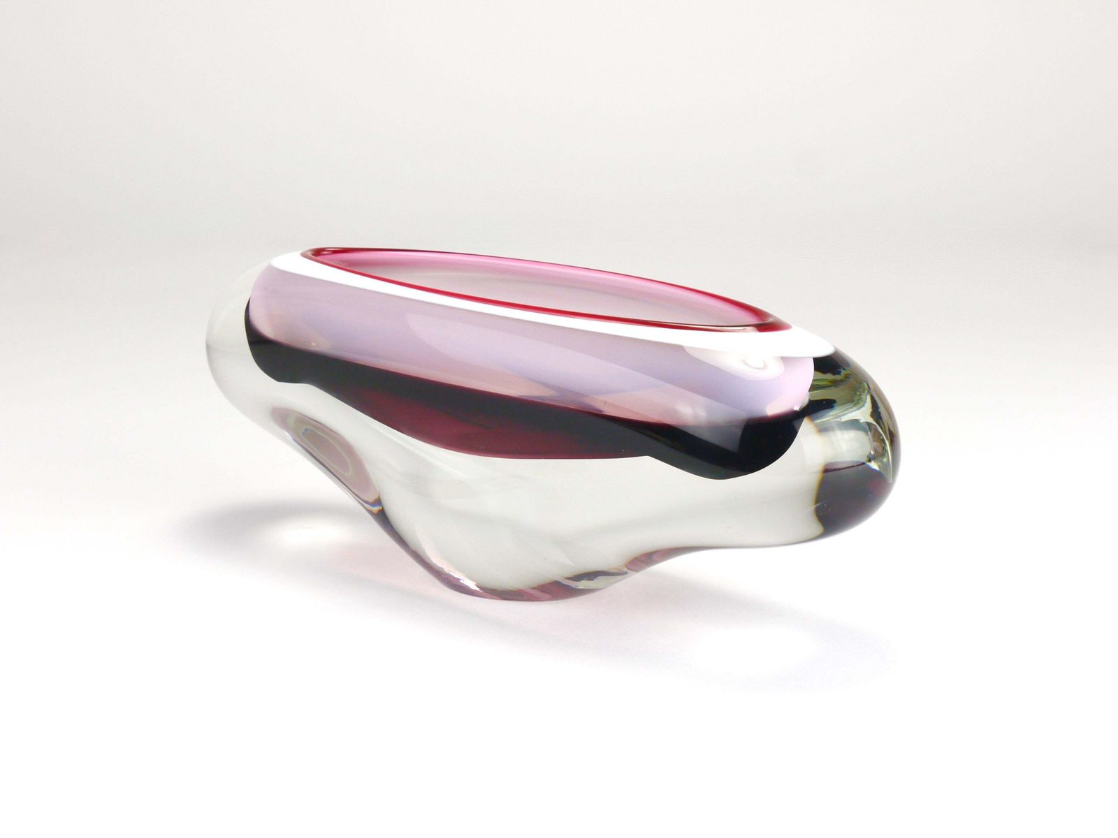Josef Hospodka Sommerso Multi Color Studio Art Glass Bowl, Czechoslovakia, 1960s photo buy