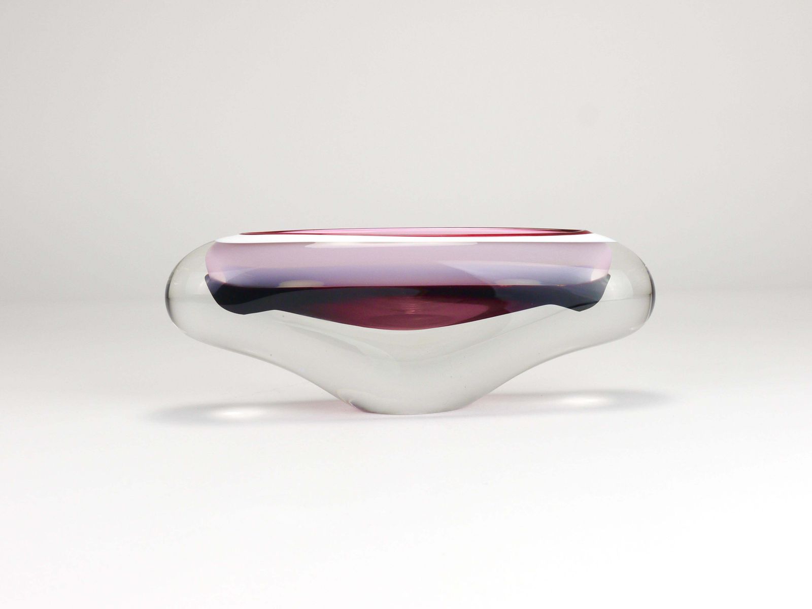 Josef Hospodka Sommerso Multi Color Studio Art Glass Bowl, Czechoslovakia, 1960s photo vintage