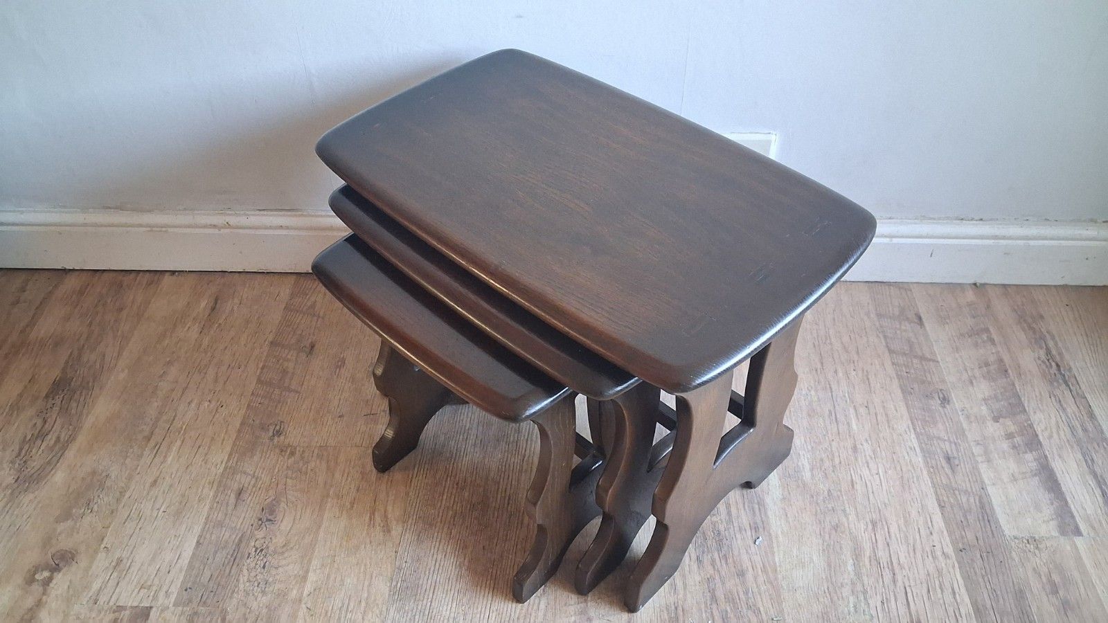 1960's  Ercol Chantry Mid Century Solid Elm Nest Of Tables photo Furniture