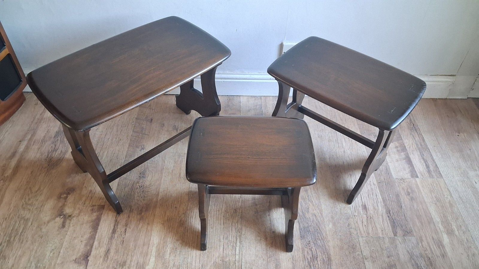 1960's  Ercol Chantry Mid Century Solid Elm Nest Of Tables photo 235.0