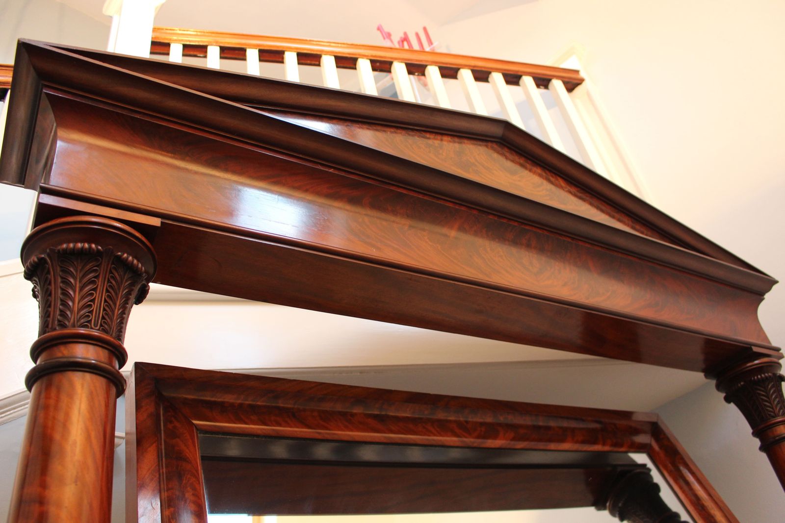 Monumental French 19th Century Flame Mahogany Cheval Mirror photo buy