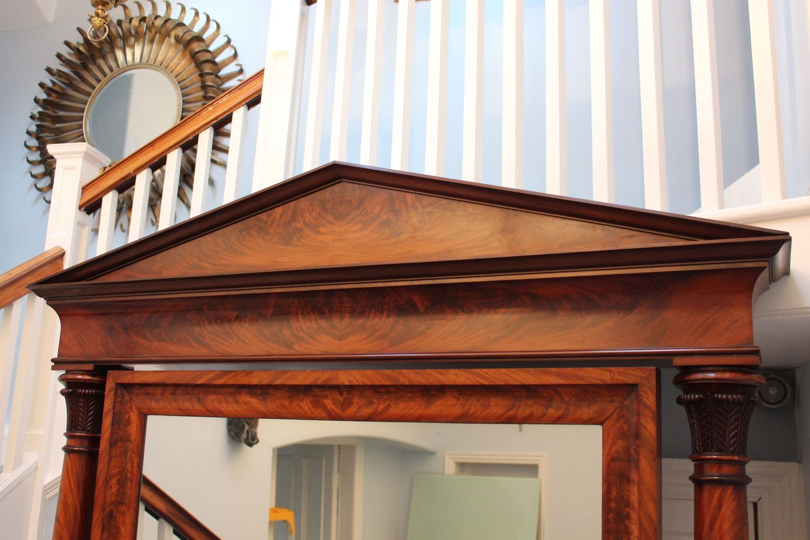 5750.0 Monumental French 19th Century Flame Mahogany Cheval Mirror photo