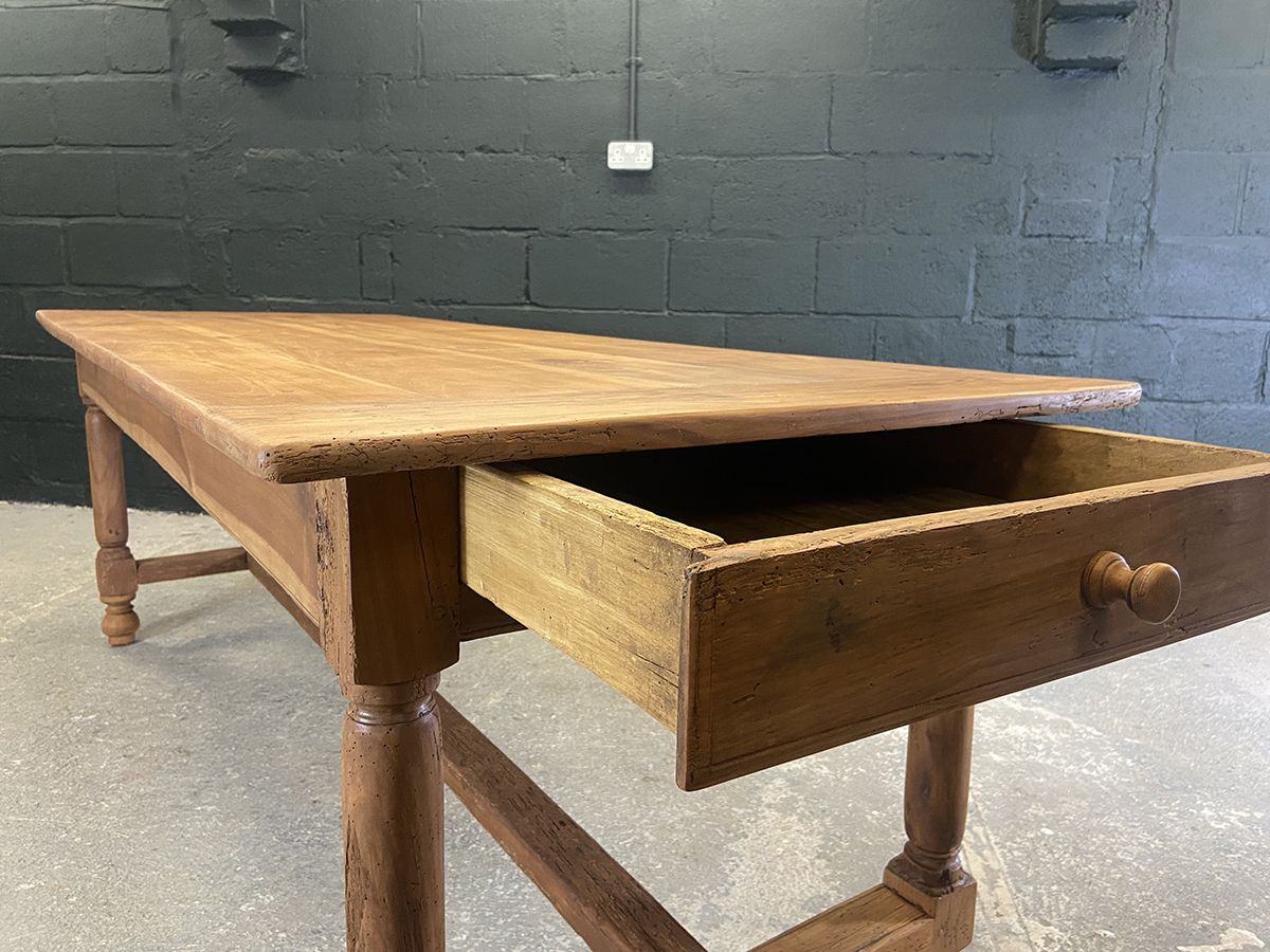 Large Antique French Cherry Farmhouse Dining Table photo vinterior
