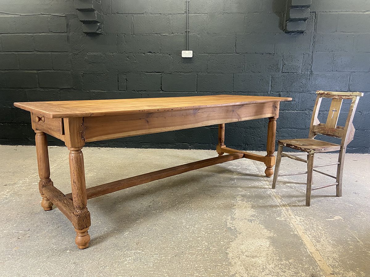 photo vinterior Large Antique French Cherry Farmhouse Dining Table