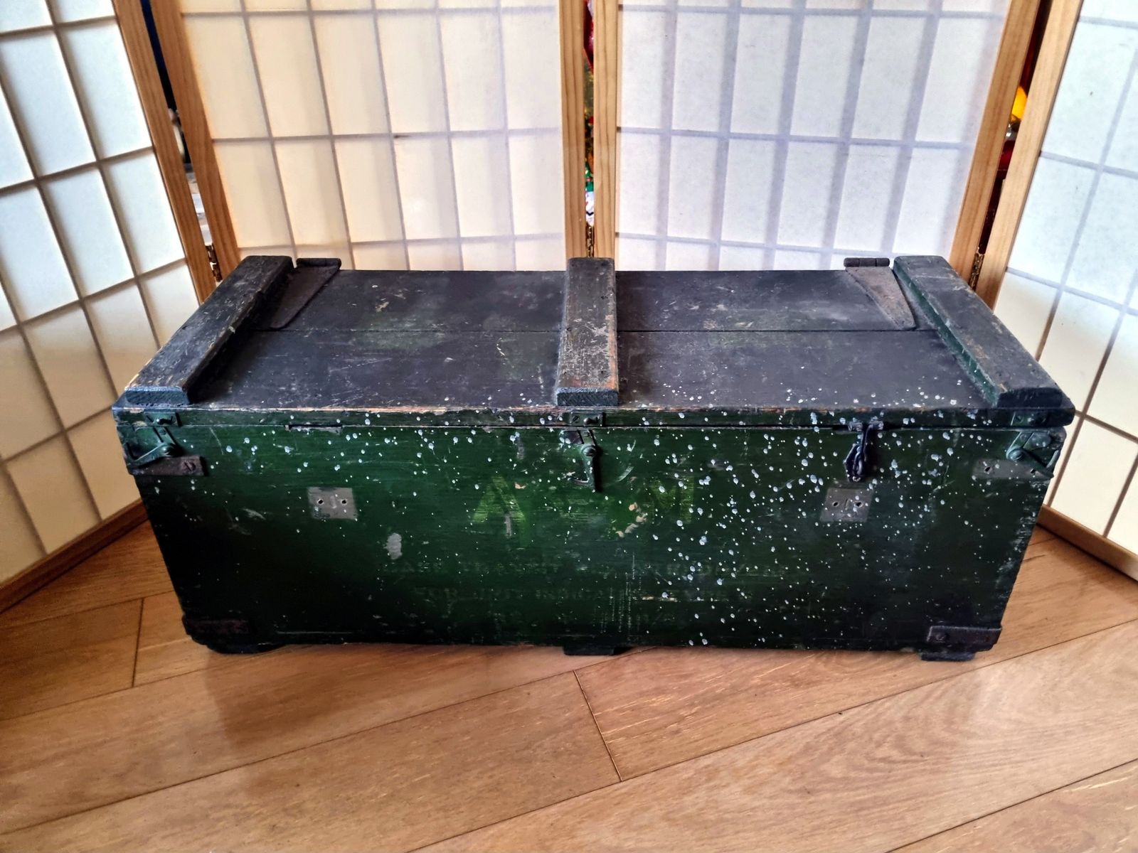 Original Military Equipment Box, Royal Air Force Raf, World War Two British Issue Radio Ammo, Large photo furniture