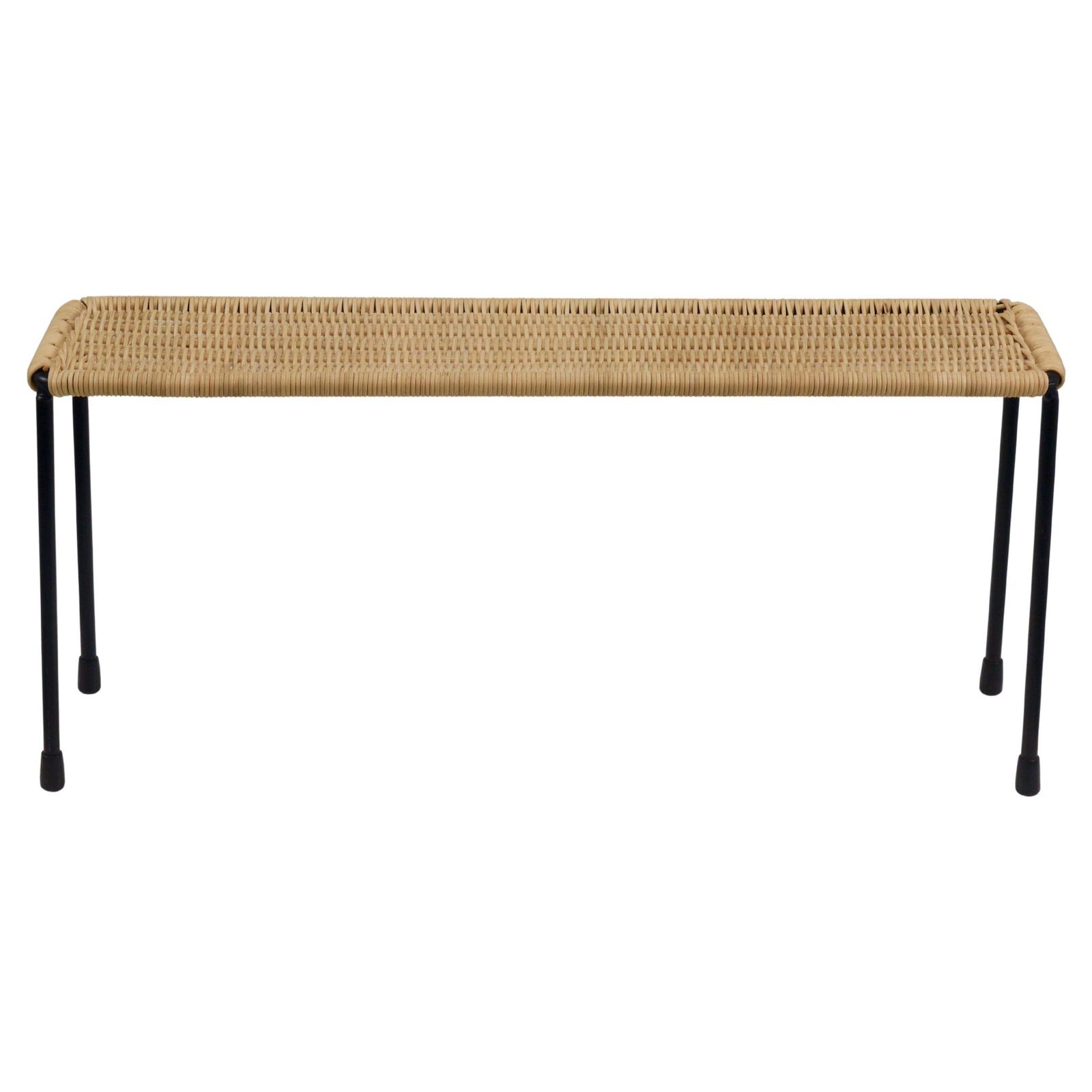 Carl Aubock Side Table, Flower Plant Bench, Iron, Rattan, Wicker, Austria, 1950s
